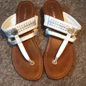 White and silver ,Nautica,size 8 ,sandals